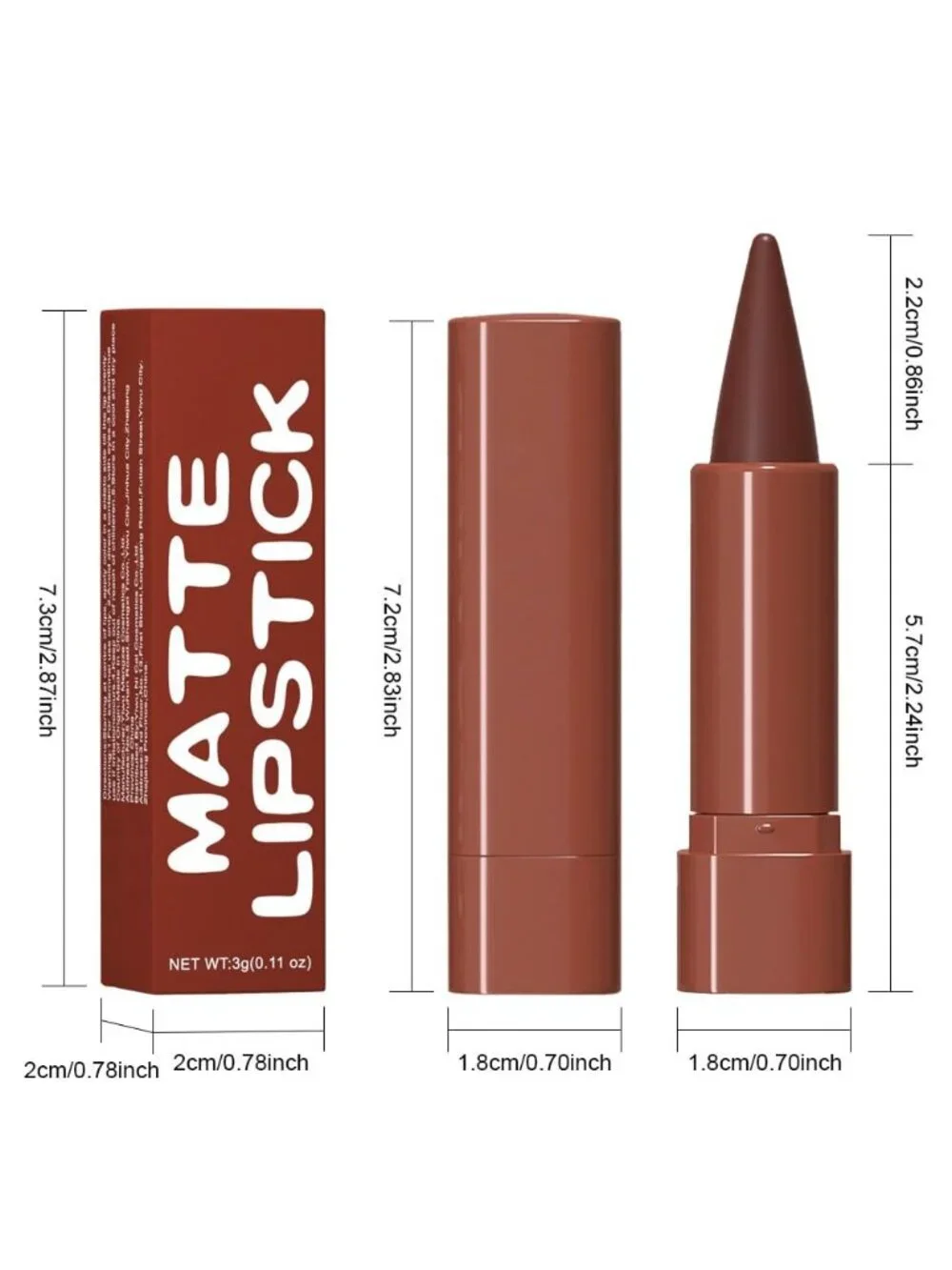 1Pcs-A08# Dark Wine Red Shimmery Metallic Cone-Tip Glitter Lipstick Lip Liner